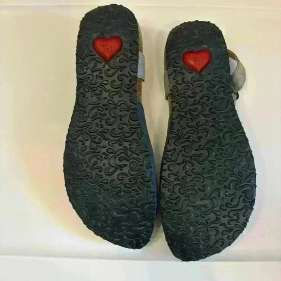 Think! Floral Navy & Grey Footbed Sandals Size 10 - Picture 7 of 8